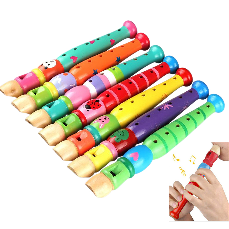 Musical Instrument Project - 2pcs Wooden Flute 20cm Colorful Children