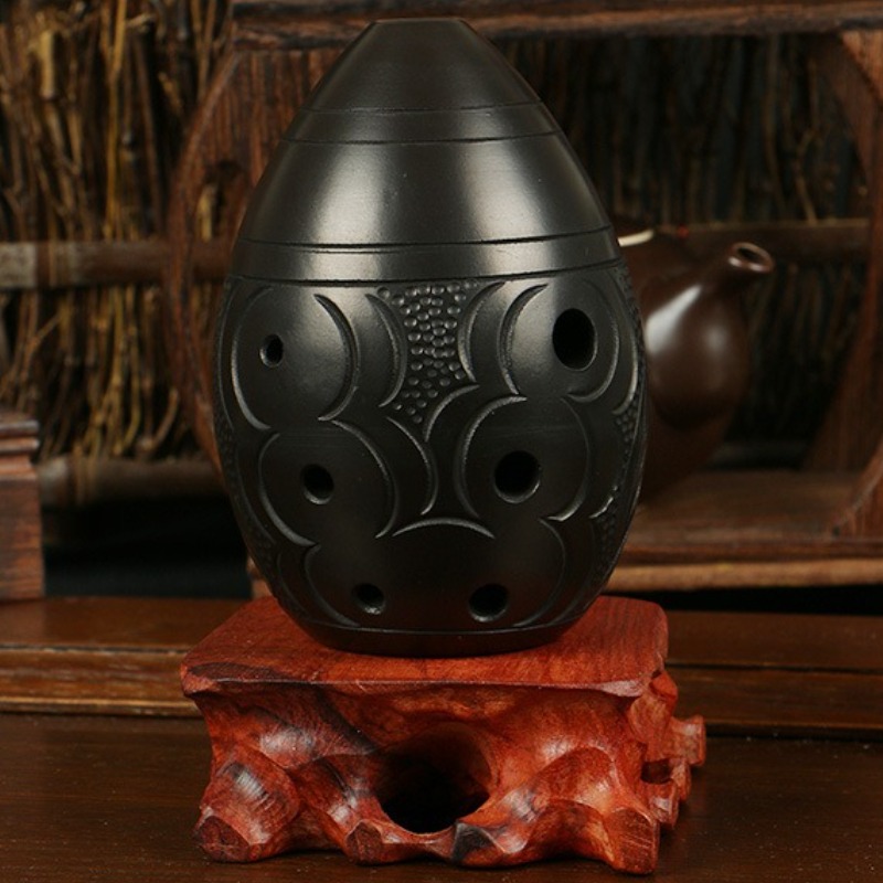 Musical Instrument Project - 8 Holes Ocarina Black Portable Ceramic