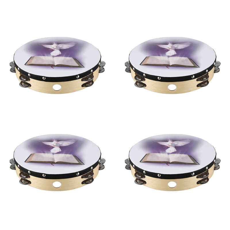 4Pcs 10 Inch Wooden Tambourine - đánh giá và giá Musical Instrument Tambourine