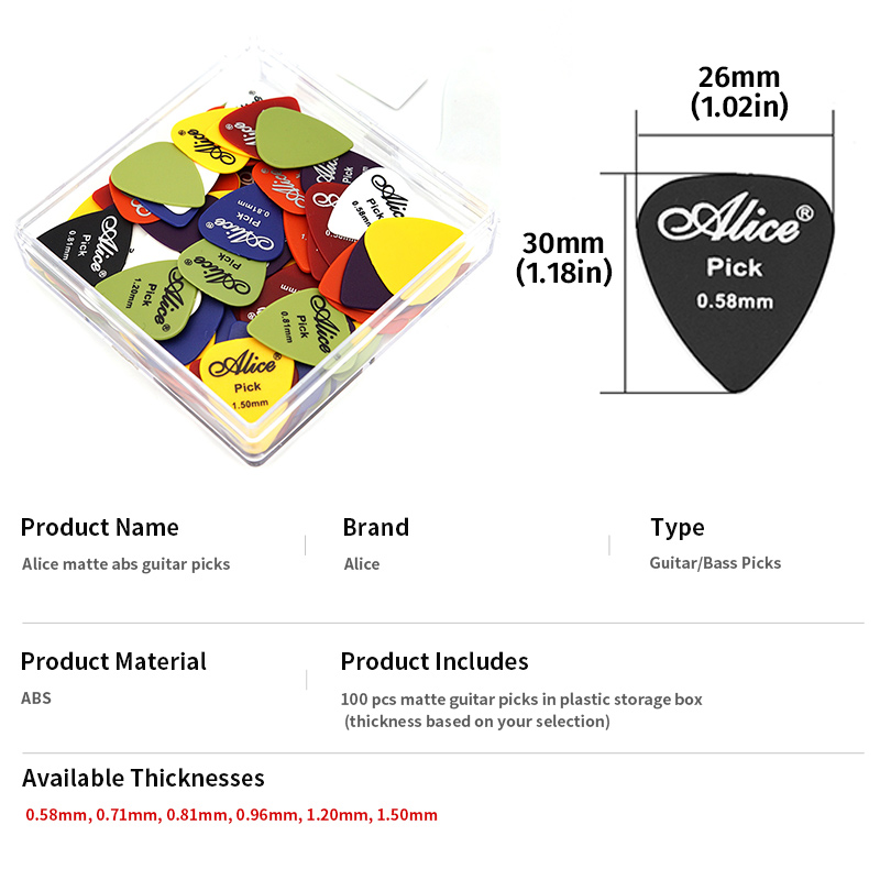 Alice Guitar Picks 100pcs Matt - đánh giá và giá Acoustic Guitar Dreadnought